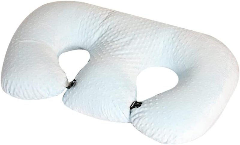 woobles وسادة رضاعة متعددة الوظائف، وسادة رضاعة للنساء الحوامل، وسادة دعم من قماش قطن قابل للغسل في الغسالة، زرقاء - Image 1